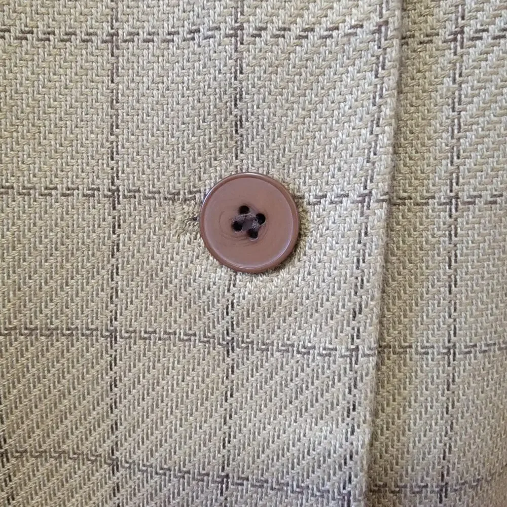 Old Money Vintage Oversized Jacket Blazer Suit Coat Checkered Pattern Women's 14